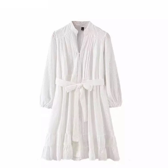 Lace & Ruffle Button Down Boho Chic Dress - Picture 6 of 9